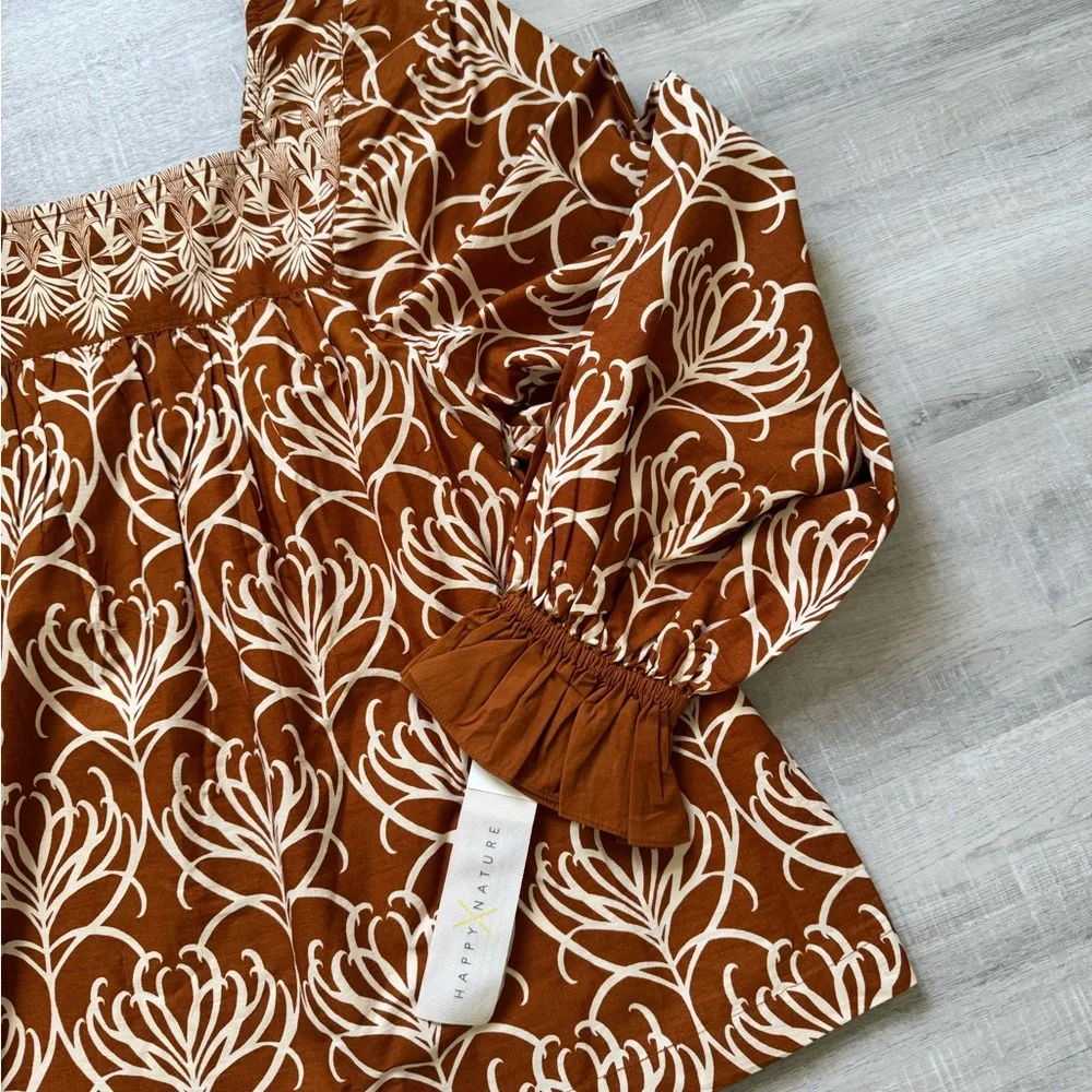 Floral Brown Women's Top - Picture 3 of 6